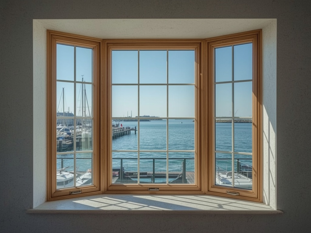 uitzicht vanuit woning in Diemen door houtnerf kunststof kozijn richting groen en water
