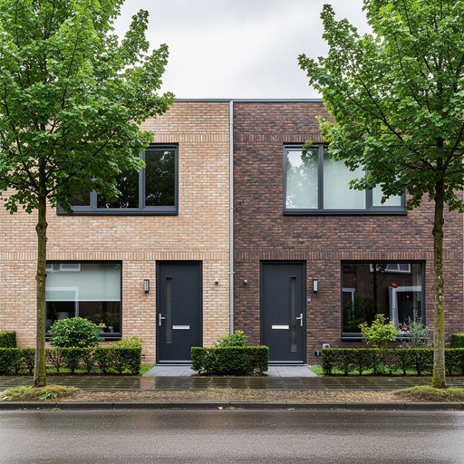 twee-onder-een-kapwoning in Muiderberg met antraciet kunststof kozijnen en bijpassende voordeur