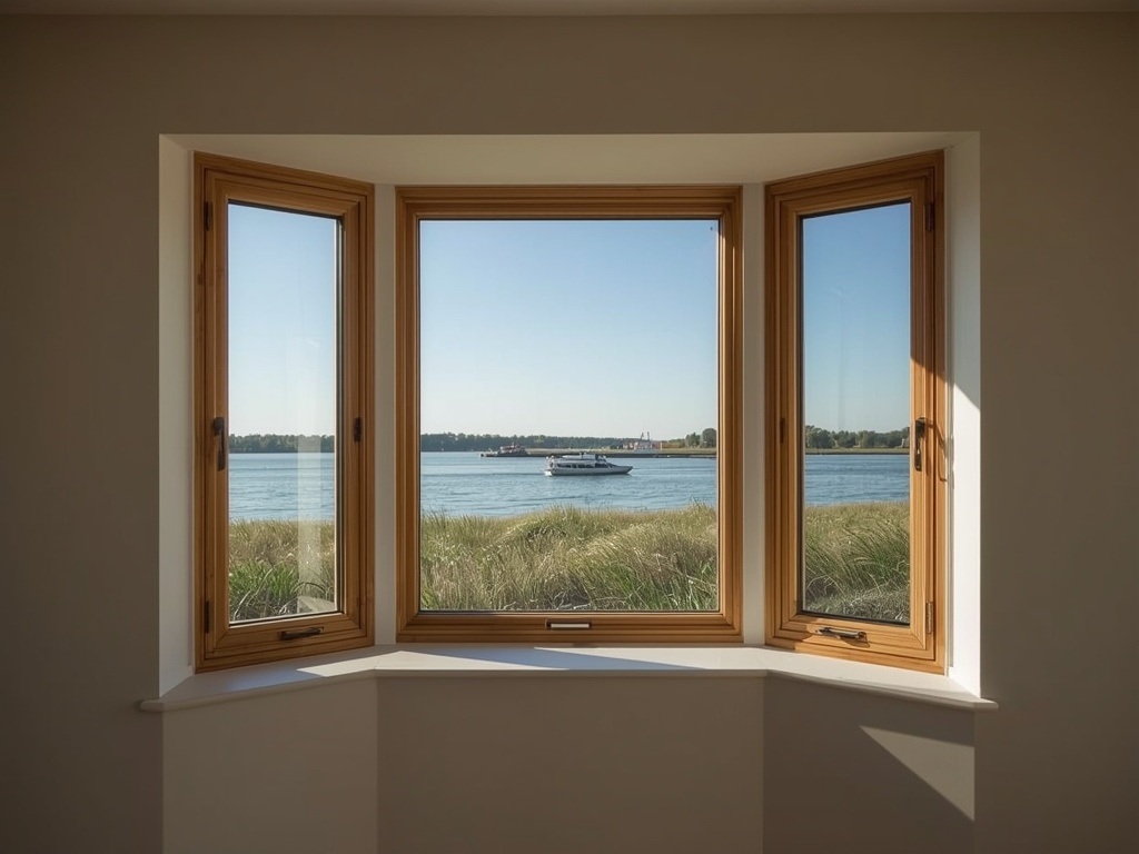 uitzicht vanuit woning in Vreeland door houtnerf kunststof kozijn richting de Vecht