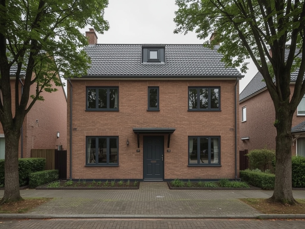 twee-onder-een-kapwoning in Muiden met antraciet kunststof kozijnen en bijpassende voordeur