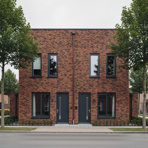 landelijke woning in Ankeveen met antraciet kunststof kozijnen en klassieke voordeur