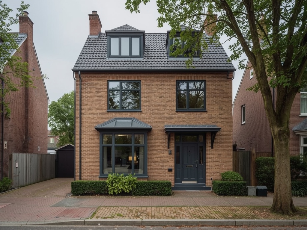 twee-onder-een-kapwoning in Abcoude met antraciet kunststof kozijnen en passende voordeur