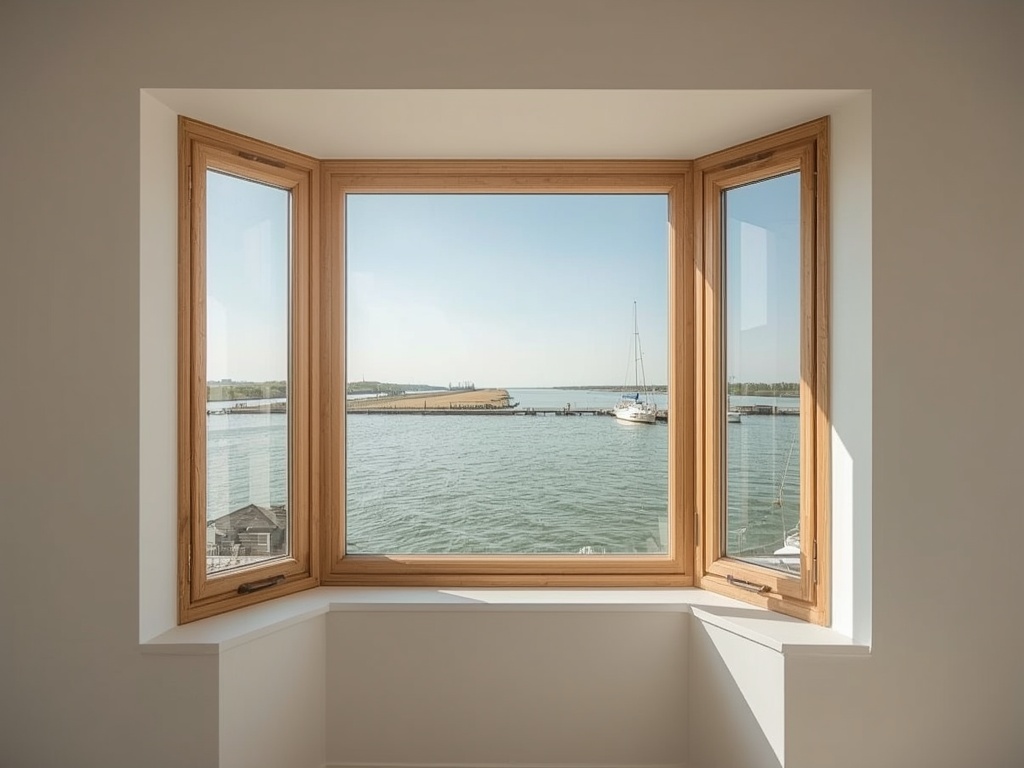 uitzicht vanuit woning in Kortenhoef door houtnerf kunststof kozijn richting de Kortenhoefse Plassen