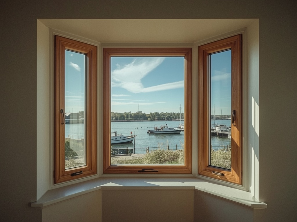 uitzicht vanuit woning in Breukelen door houtnerf kunststof kozijn richting de Vecht