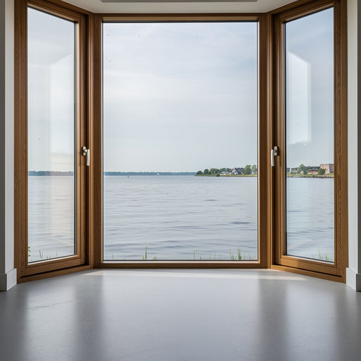 uitzicht vanuit een woning in Baarn door een houtnerf kunststof kozijn richting groene woonomgeving