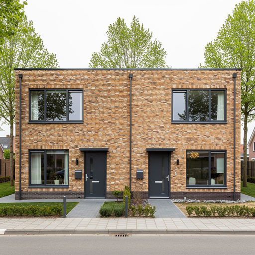 twee-onder-een-kapwoning in Nederhorst den Berg met antraciet kunststof kozijnen en bijpassende voordeur
