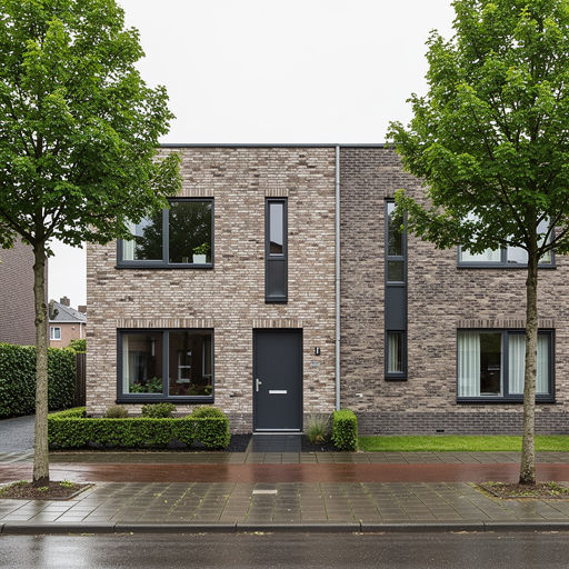 twee-onder-een-kapwoning in Blaricum met antraciet kunststof kozijnen en bijpassende voordeur