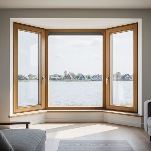 panorama over de plassen vanaf een woning in Ankeveen door een kunststof schuifpui