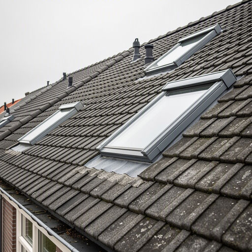 Kozijnspecialist installeert een nieuw kunststof dakraam op een dak in Huizen
