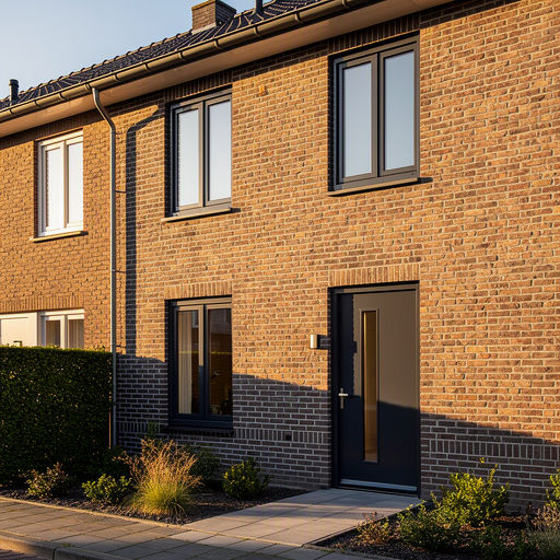 Kunststof kozijnen aan de voorgevel van een woning in Huizen