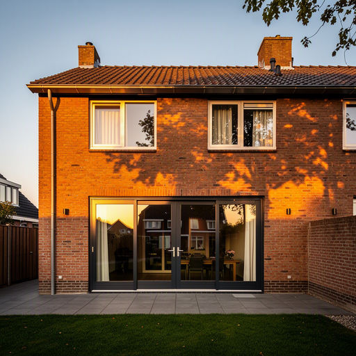 Witte kunststof hefschuifpui met HR++ glas in een rijtjeswoning