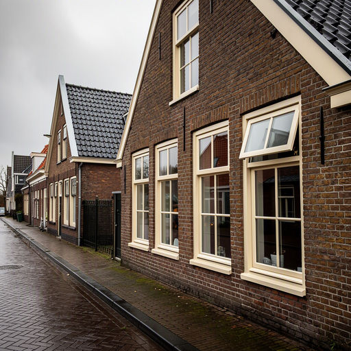 Wit kunststof draaikiepraam met HR++ glas in een rijtjeshuis